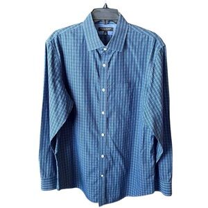 Banana Republic Non-Iron Classic Fit men’s button down cotton shirt L blue plaid